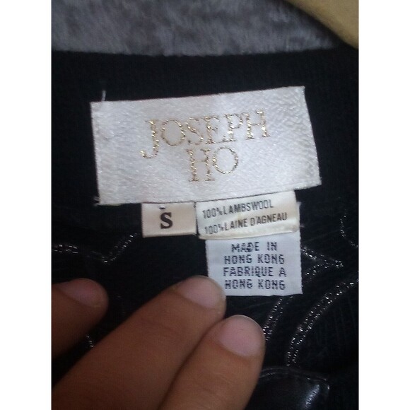 Vintage Joseph Ho Studio Beaded Black Lambswool Sweater Size Small  Stretchable - Picture 6 of 14